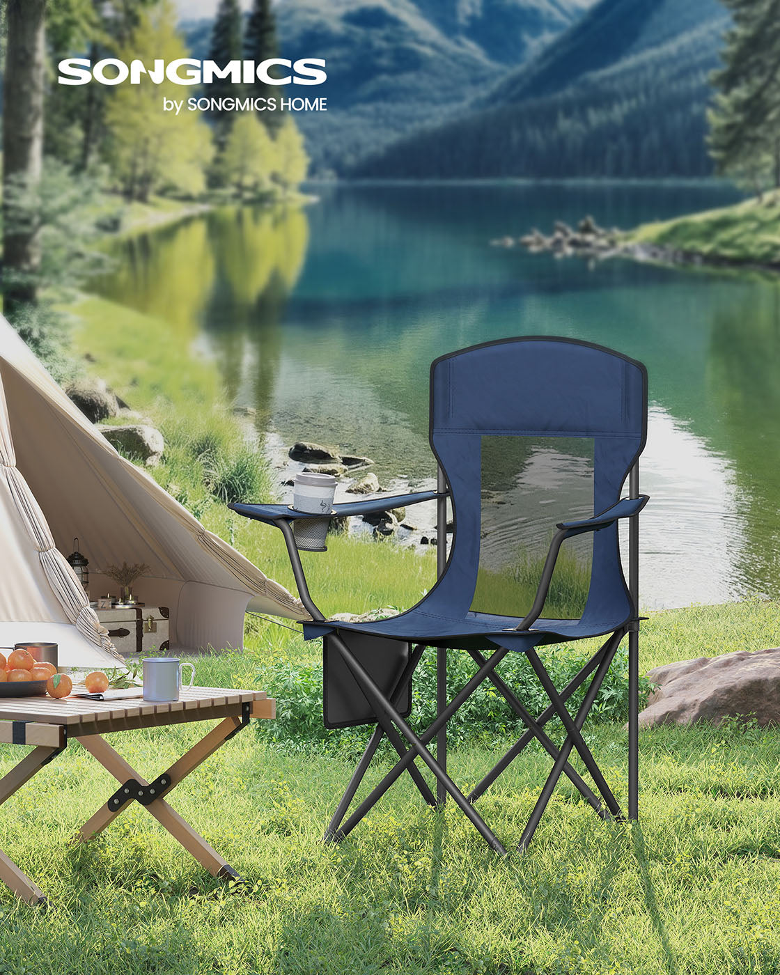 Camping chairs set of 2 with adjustable armrests, harbor blue