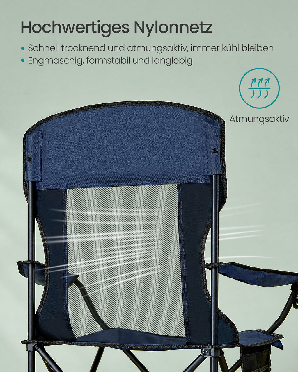 Camping chairs set of 2 with adjustable armrests, harbor blue