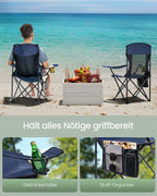 Camping chairs set of 2 with adjustable armrests, harbor blue
