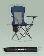 Camping chairs set of 2 with adjustable armrests, harbor blue