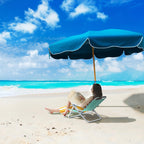 Beach chair - Portable folding chair - Backrest 4 -fold adjustable - Light blue
