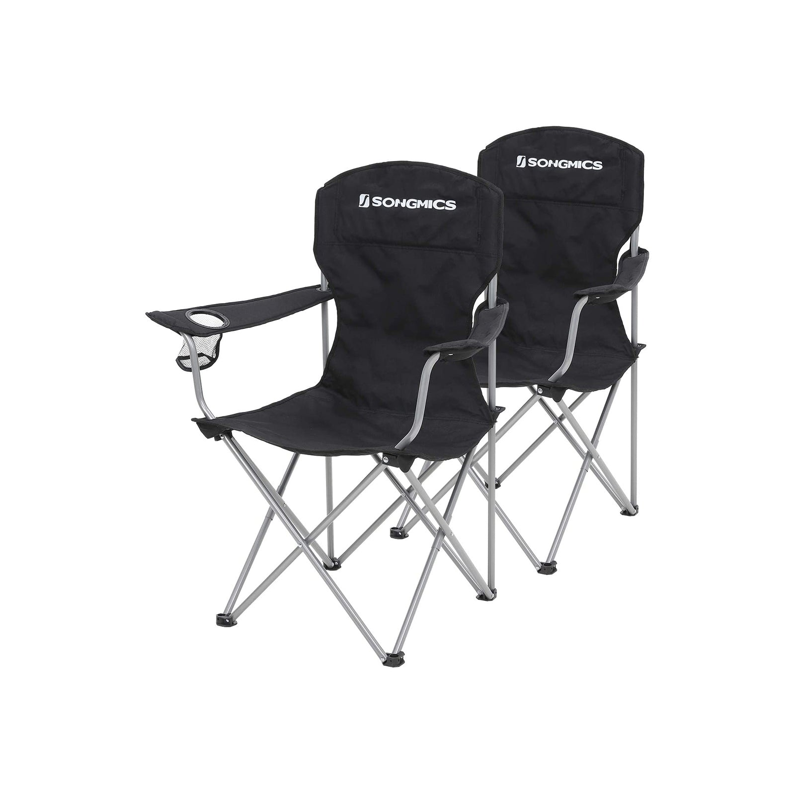 Camping chair - Set of 2 with cup holder - Dark green