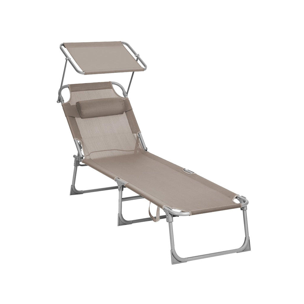 Lounger - folding - with sun protection and headrest