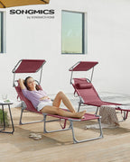Lounger - folding - with sun protection and headrest