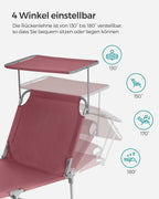 Lounger - folding - with sun protection and headrest