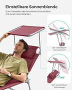 Lounger - folding - with sun protection and headrest