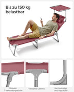 Lounger - folding - with sun protection and headrest