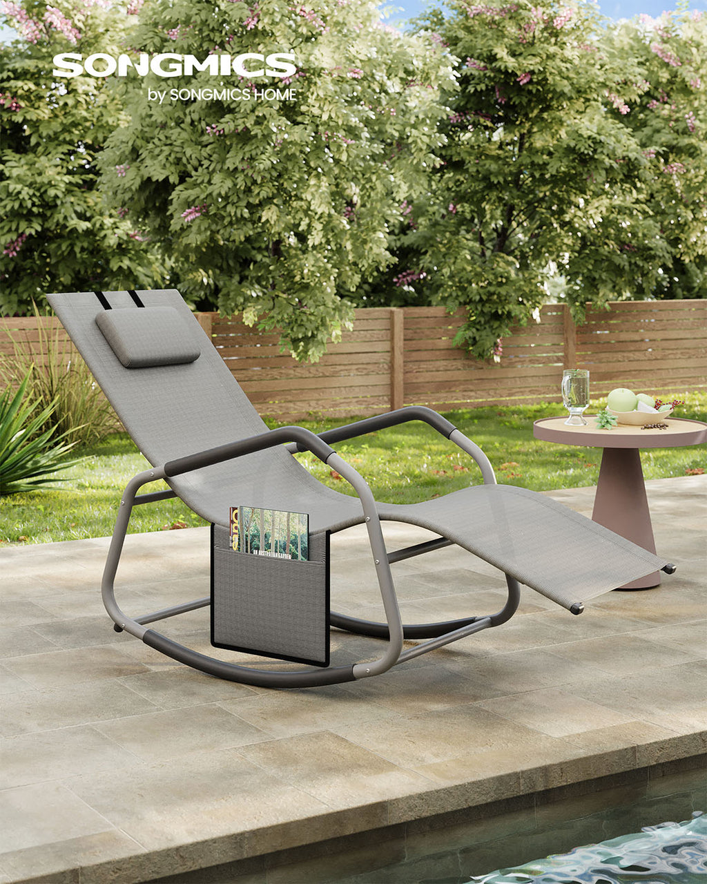 Outdoor lounger with tilt protection - pigeon gray
