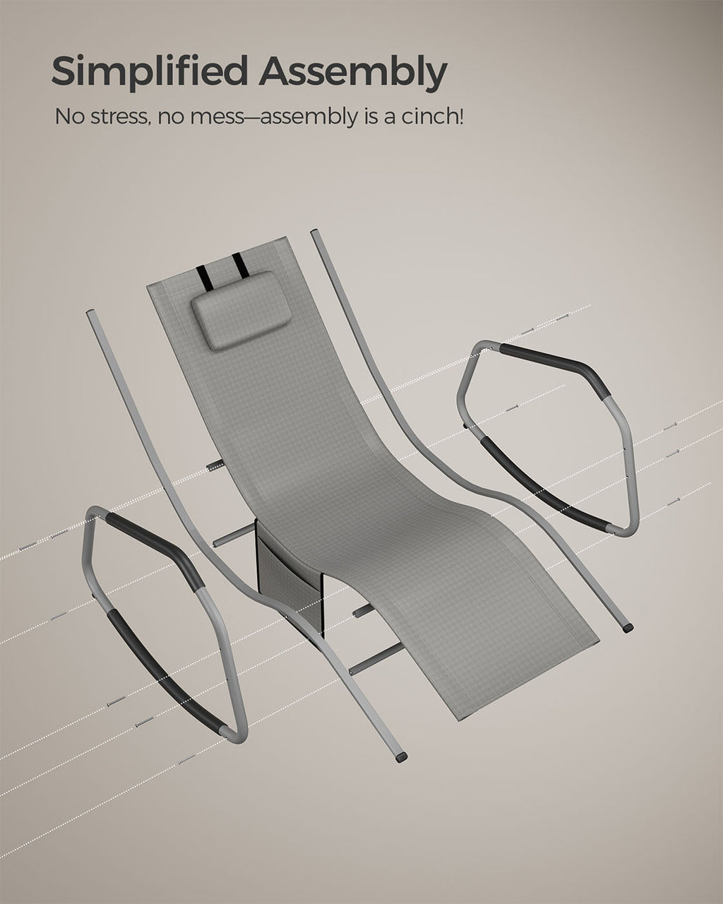 Outdoor lounger with tilt protection - pigeon gray