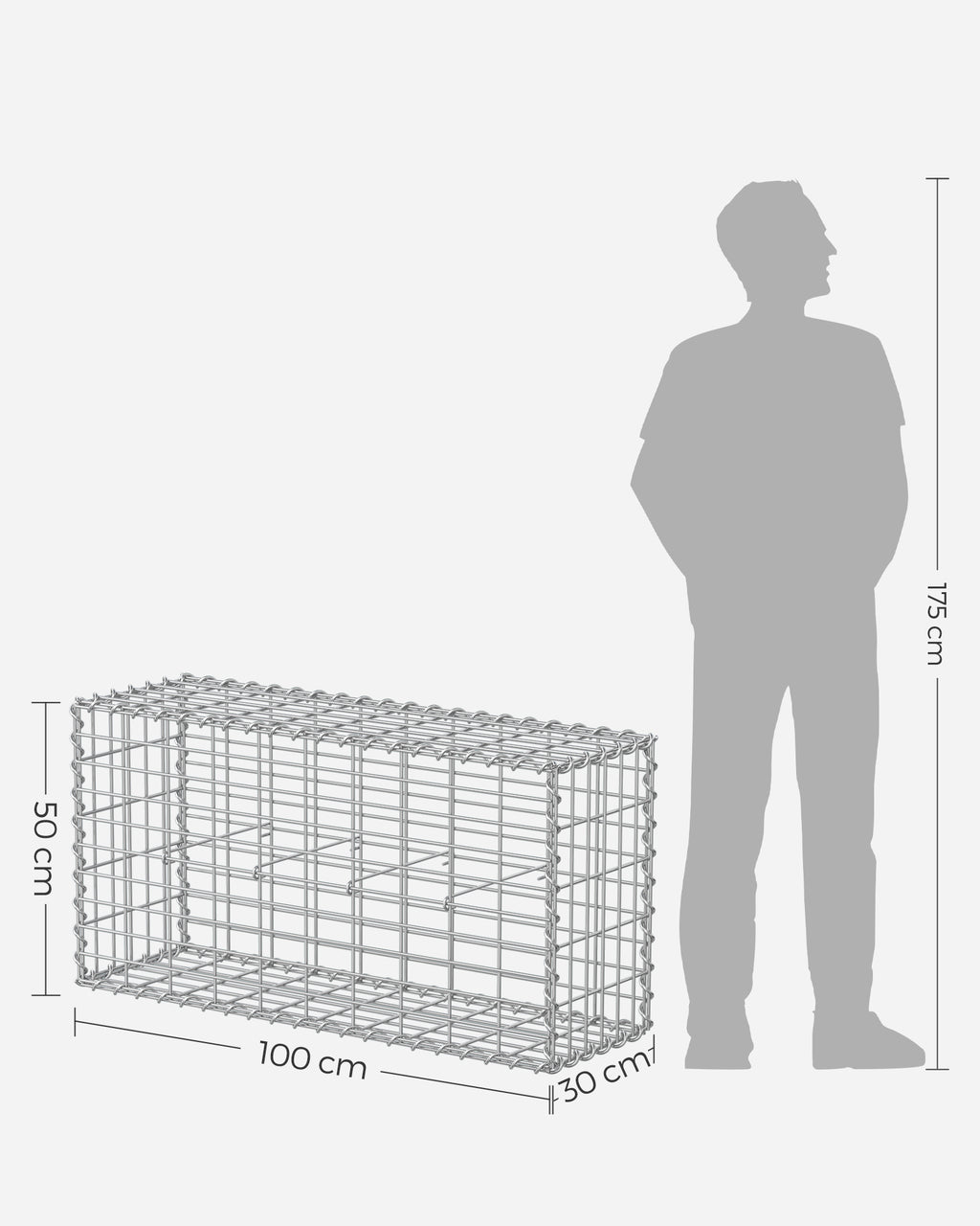 Set of 10 Schans baskets - 100 × 50 × 30 cm - silver