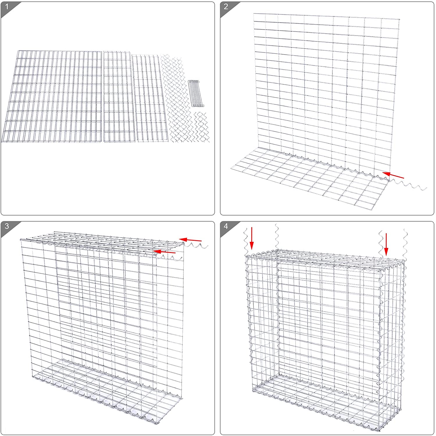 Schanskorf - Gabion made of metal mesh - 100 x 95 x 30 cm - silver