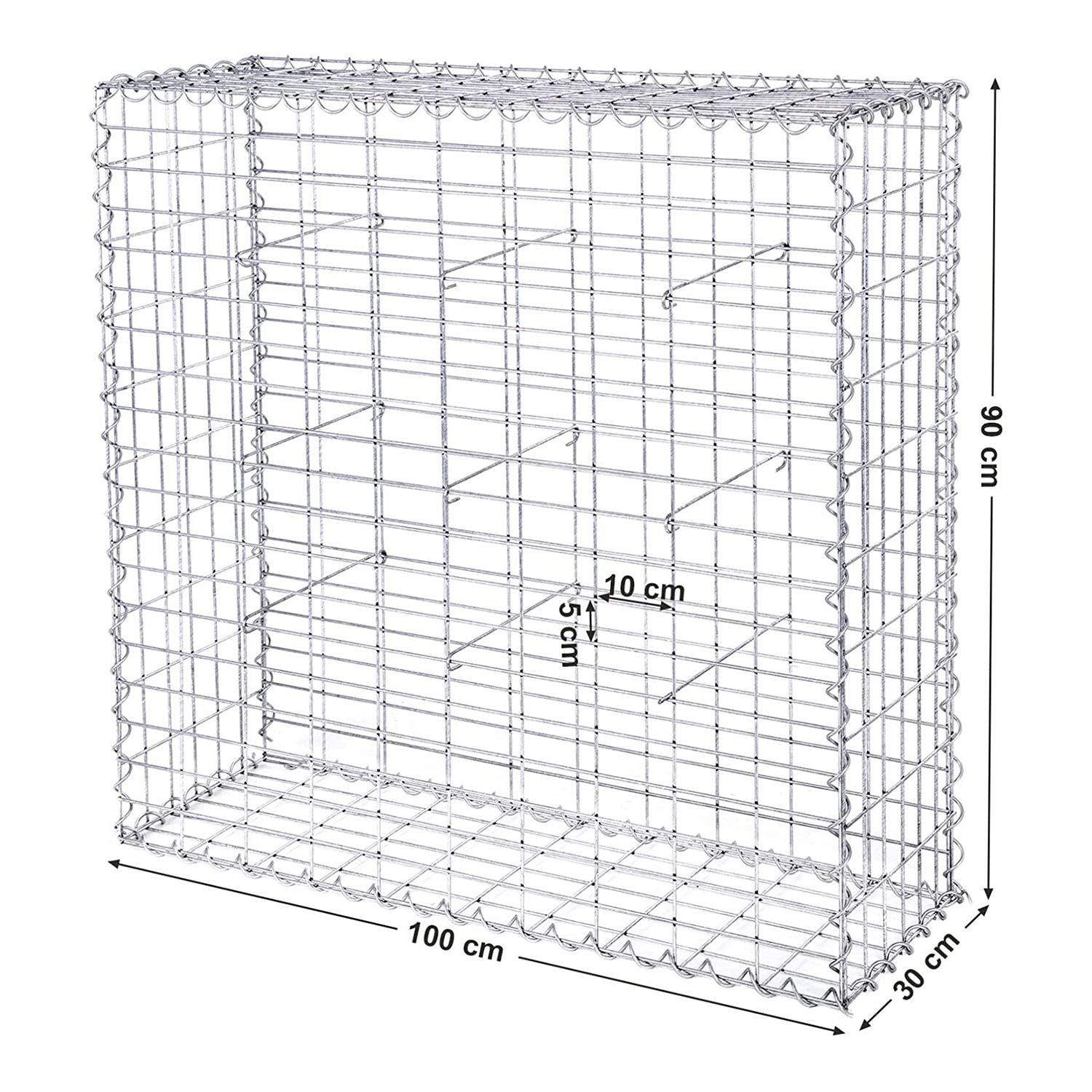 Schanskorf - Gabion made of metal mesh - 100 x 95 x 30 cm - silver