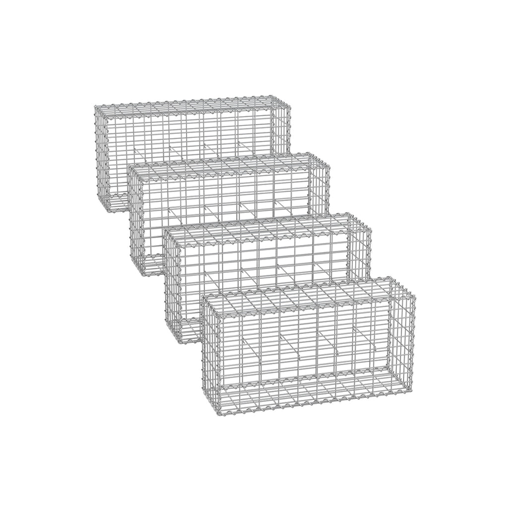 Set of 4 wire baskets - Maas width 5 × 10 cm - silver