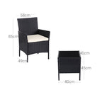Garden furniture set - Lounge set - Rattan look - 2 chairs and glass table - Black