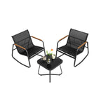 Garden set-2 rocking chairs + table-black-3-piece