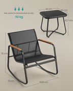 Garden set-2 rocking chairs + table-black-3-piece