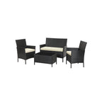 Garden furniture set - Lounge set - Rattan look - 2 chairs and glass table - Black