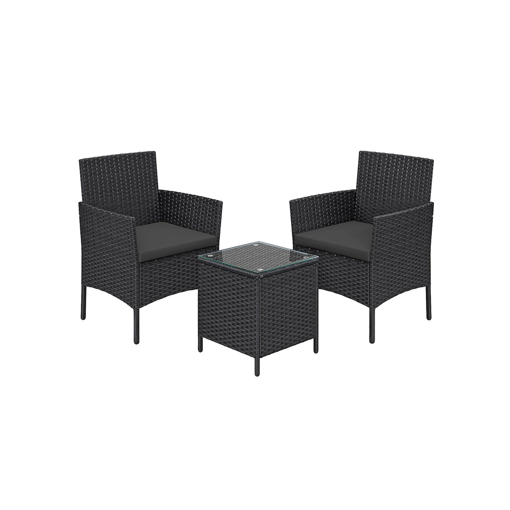 Garden furniture set - PE Polyrotan - Black and Gray