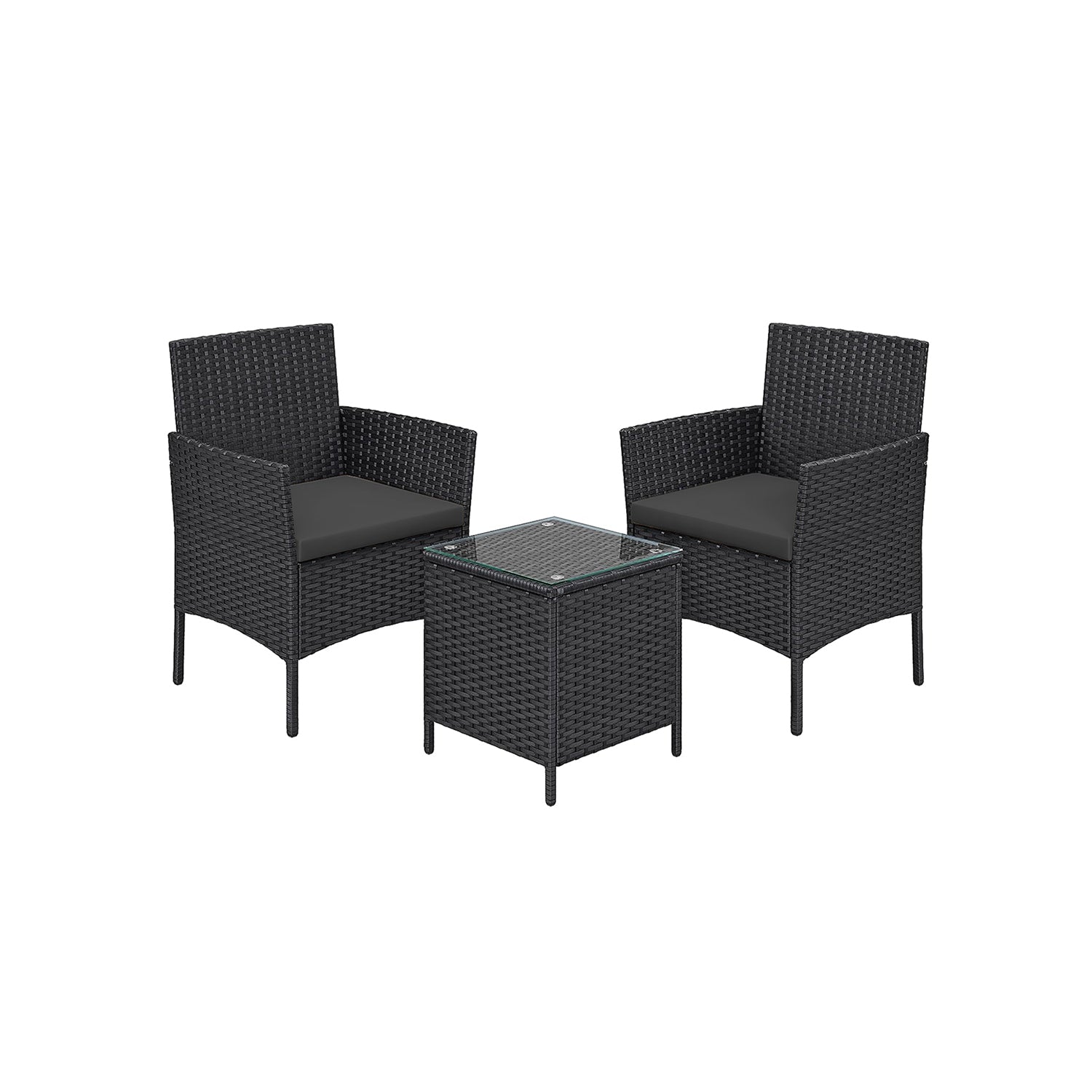 Garden furniture set - PE Polyrotan - Black and Gray