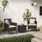 Garden furniture set - Lounge set - 2 chairs and table - patio furniture - brown