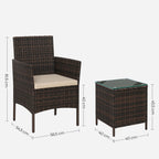Garden furniture set - Lounge set - 2 chairs and table - patio furniture - brown