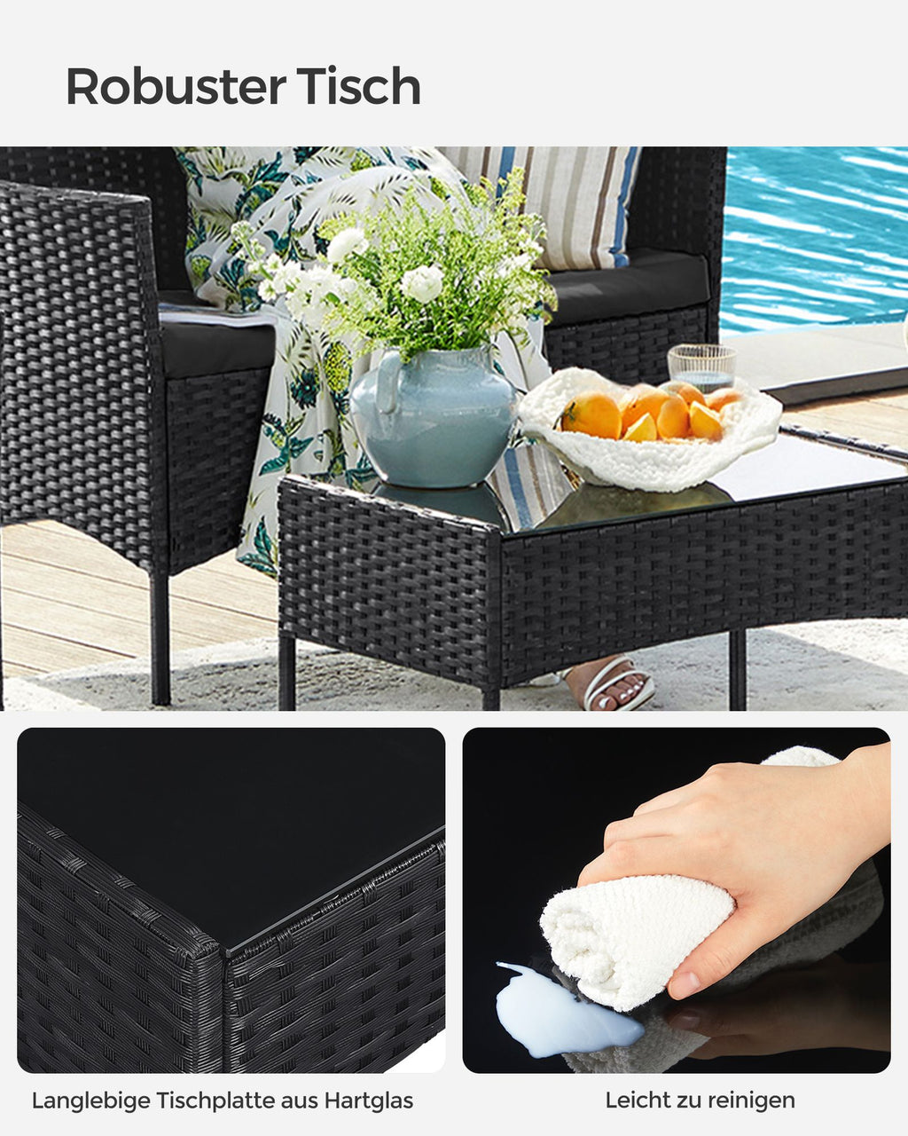 Balcony furniture - PE Polyrotan - Black gray