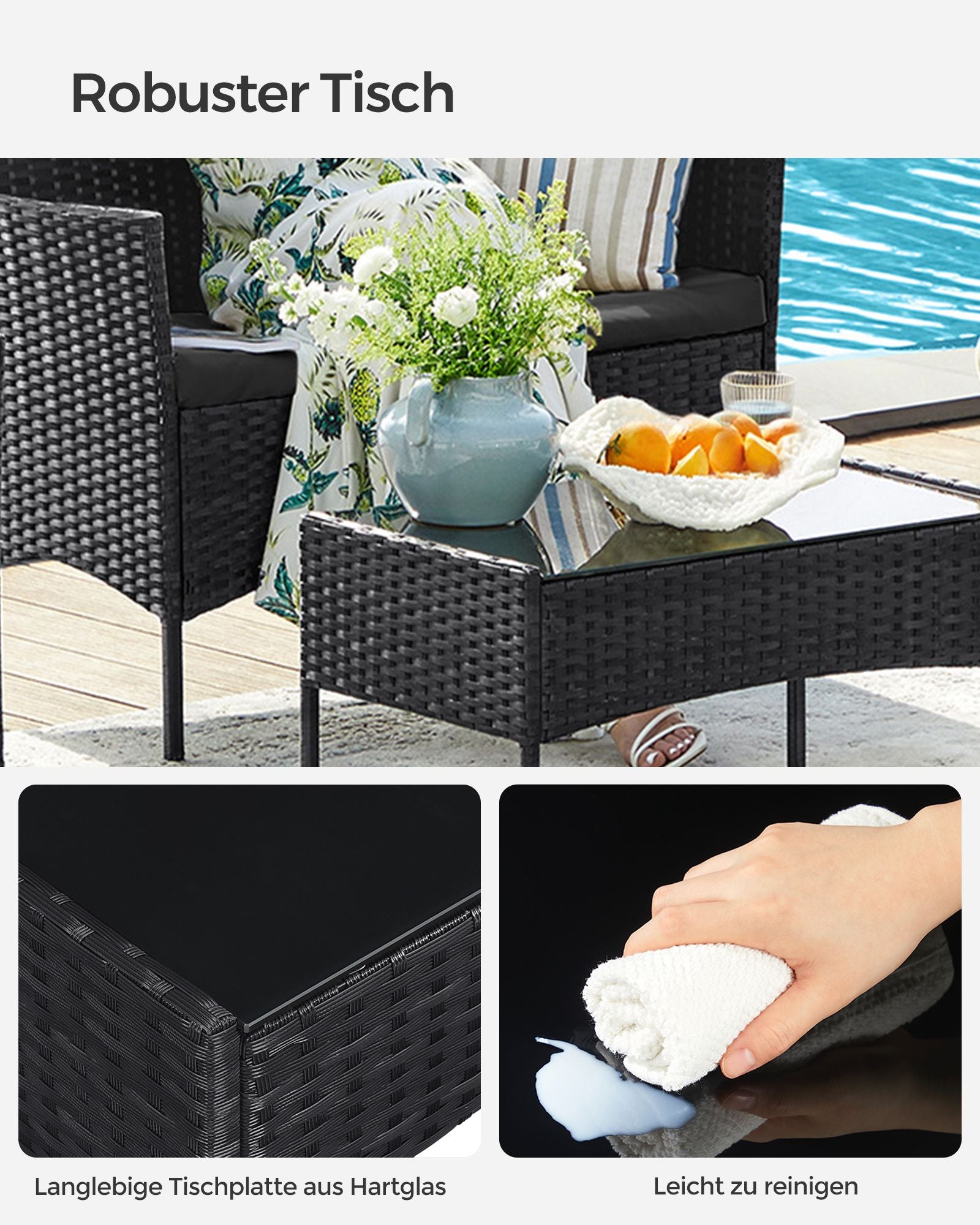Balcony furniture - PE Polyrotan - Black gray