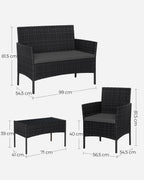 Balcony furniture - PE Polyrotan - Black gray