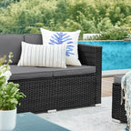 Garden furniture set - with pillows and glass table - black and gray