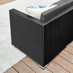 Garden furniture set - with pillows and glass table - black and gray