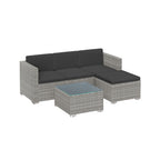 Balcony furniture set-PE-POLYROTAN-With pillows and glass table