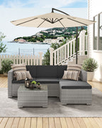 Balcony furniture set-PE-POLYROTAN-With pillows and glass table