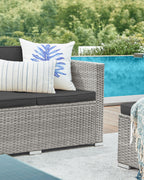 Balcony furniture set-PE-POLYROTAN-With pillows and glass table