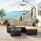Lounge set - Garden furniture set - Corner sofa with table - Glass top - Brown