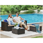 Lounge set - Garden furniture set - Corner sofa with table - Glass top - Brown