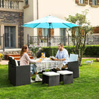 Garden furniture set - Lounge set - Rattan look - 2 chairs and glass table - Black
