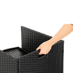 Garden furniture set - Lounge set - Rattan look - 2 chairs and glass table - Black