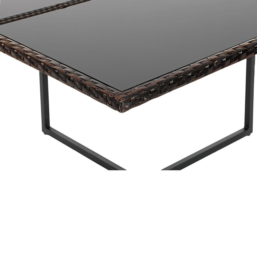 Garden furniture set - Lounge set - Rattan look - 2 chairs and glass table - Black