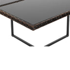 Garden furniture set - Lounge set - Rattan look - 2 chairs and glass table - Black