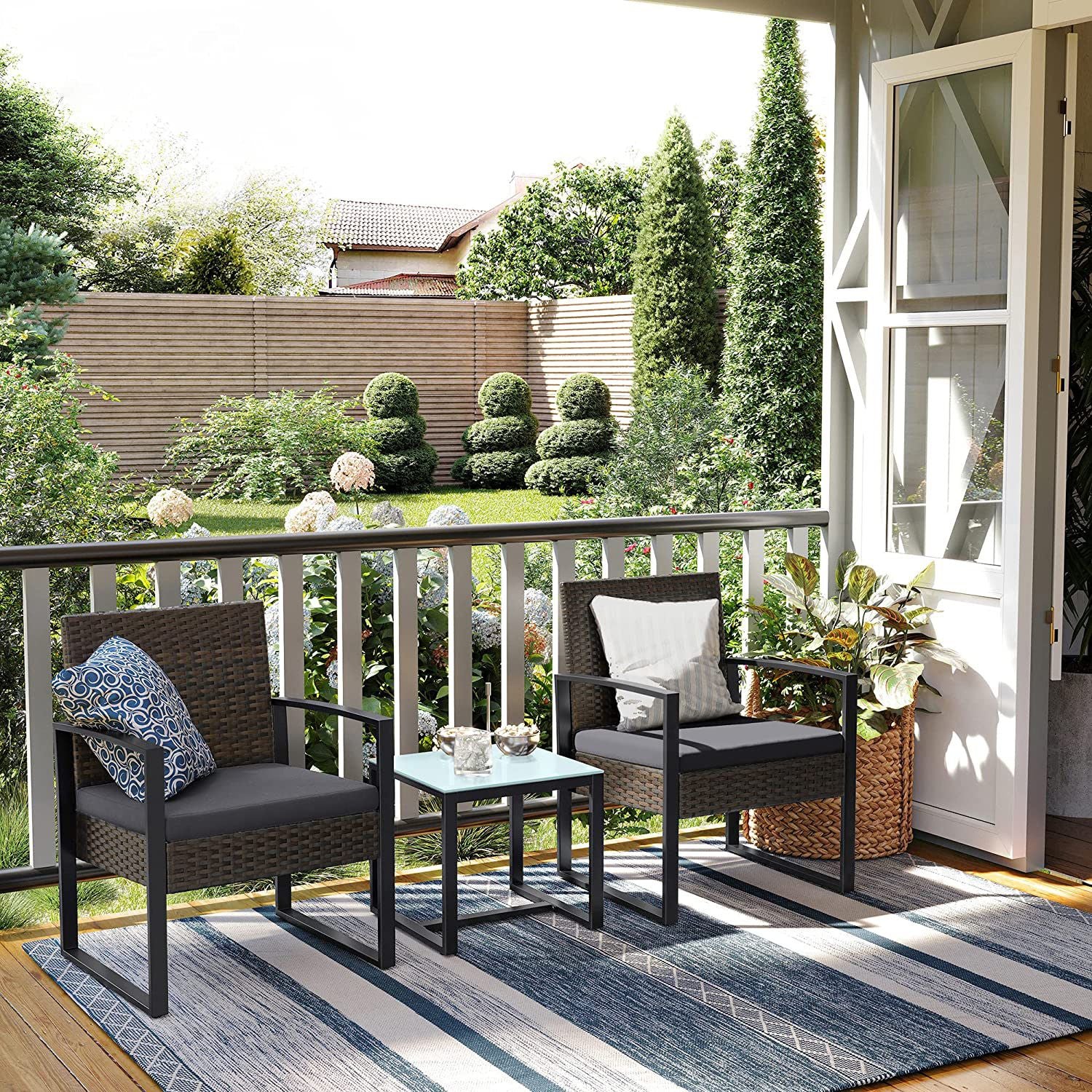 Garden furniture set-rattan look-3-piece
