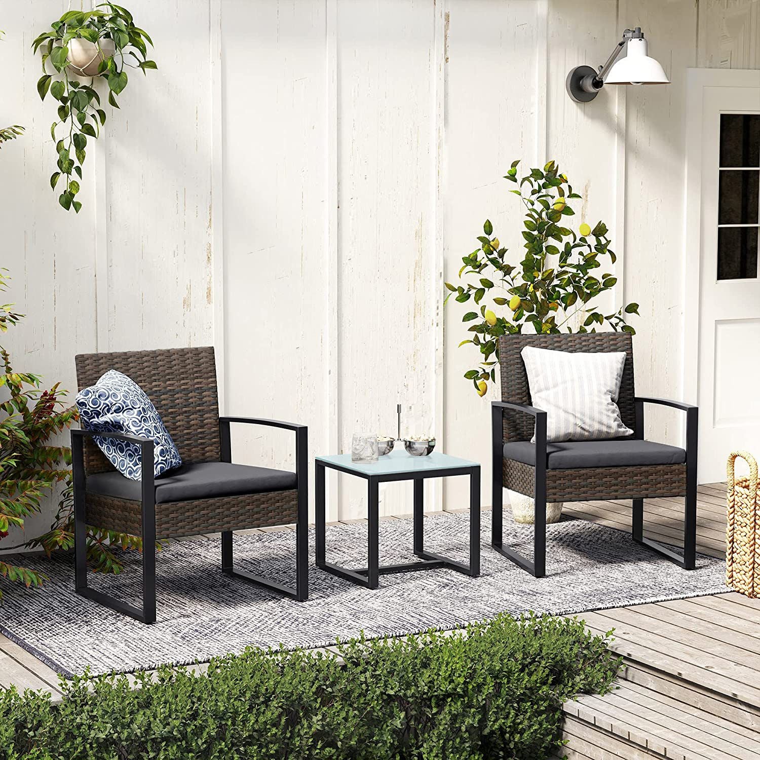 Garden furniture set-rattan look-3-piece