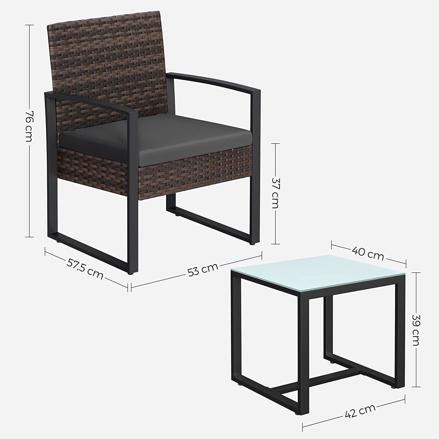 Garden furniture set-rattan look-3-piece