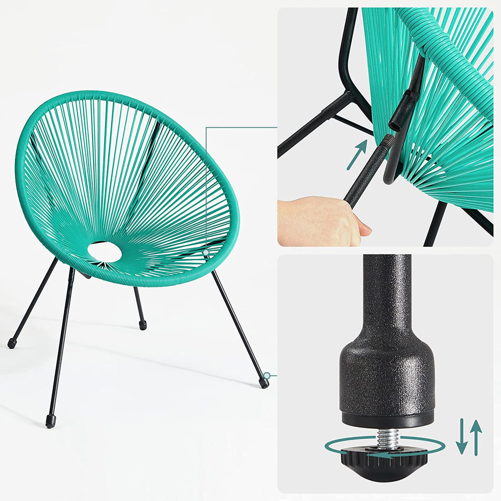 Lounge set - Balcony furniture - Garden furniture set - Set of 3 - Blue
