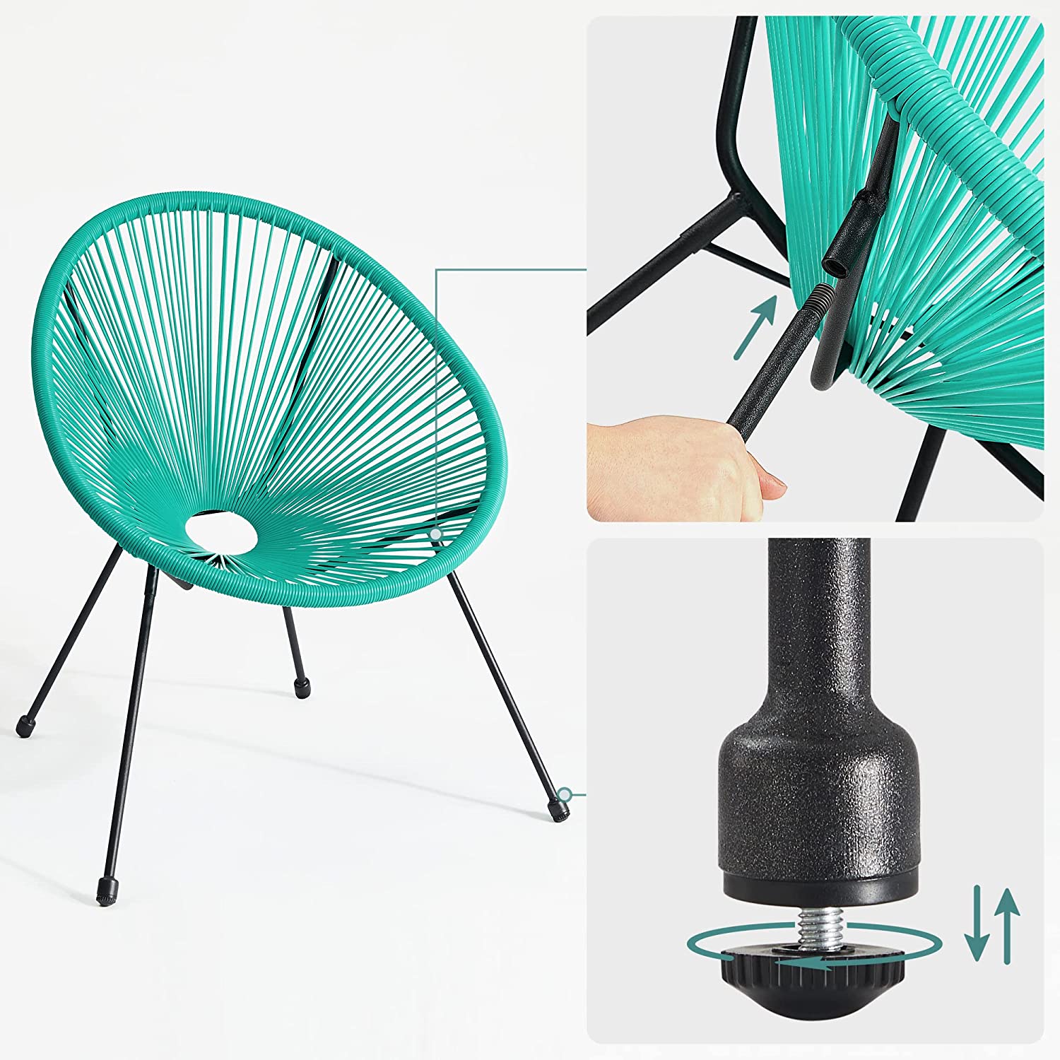 Lounge set - Balcony furniture - Garden furniture set - Set of 3 - Blue