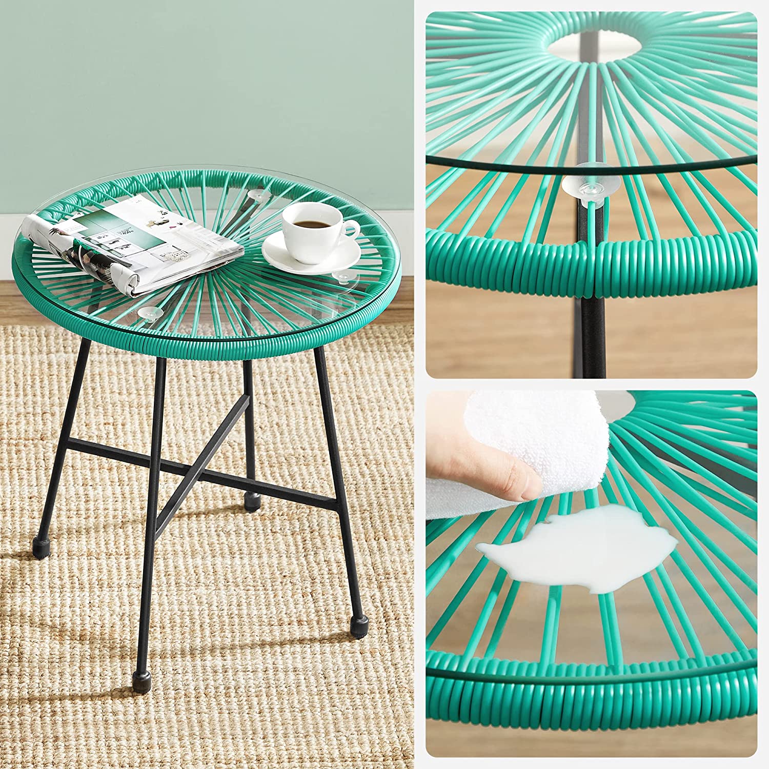 Lounge set - Balcony furniture - Garden furniture set - Set of 3 - Blue