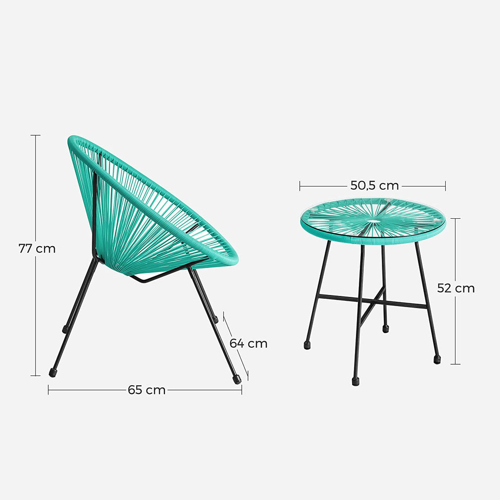 Lounge set - Balcony furniture - Garden furniture set - Set of 3 - Blue