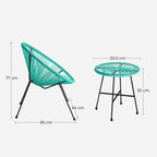 Lounge set - Balcony furniture - Garden furniture set - Set of 3 - Blue