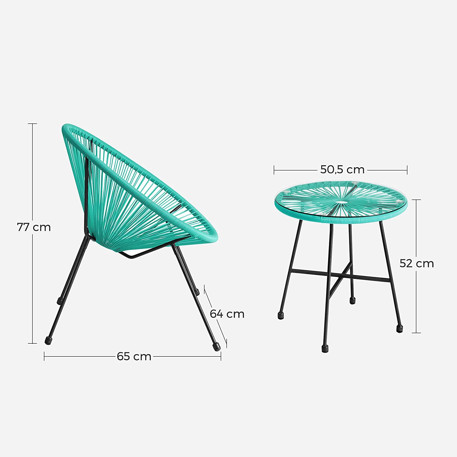 Lounge set - Balcony furniture - Garden furniture set - Set of 3 - Blue