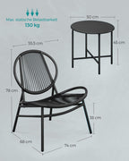 Balcony furniture set - Set of 3 - with table and 2 chairs - ink -black