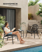 Balcony furniture set - Set of 3 - with table and 2 chairs - ink -black